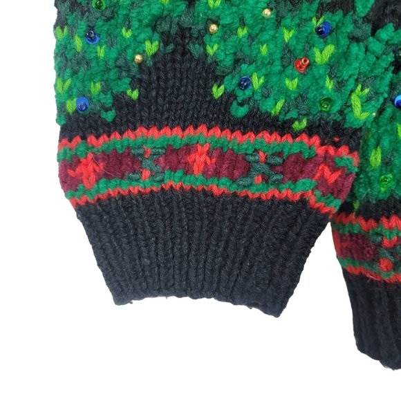 Vintage 1994 Christmas Wreath Ugly Sweater with Real Ornaments Size Medium - Picture 10 of 15